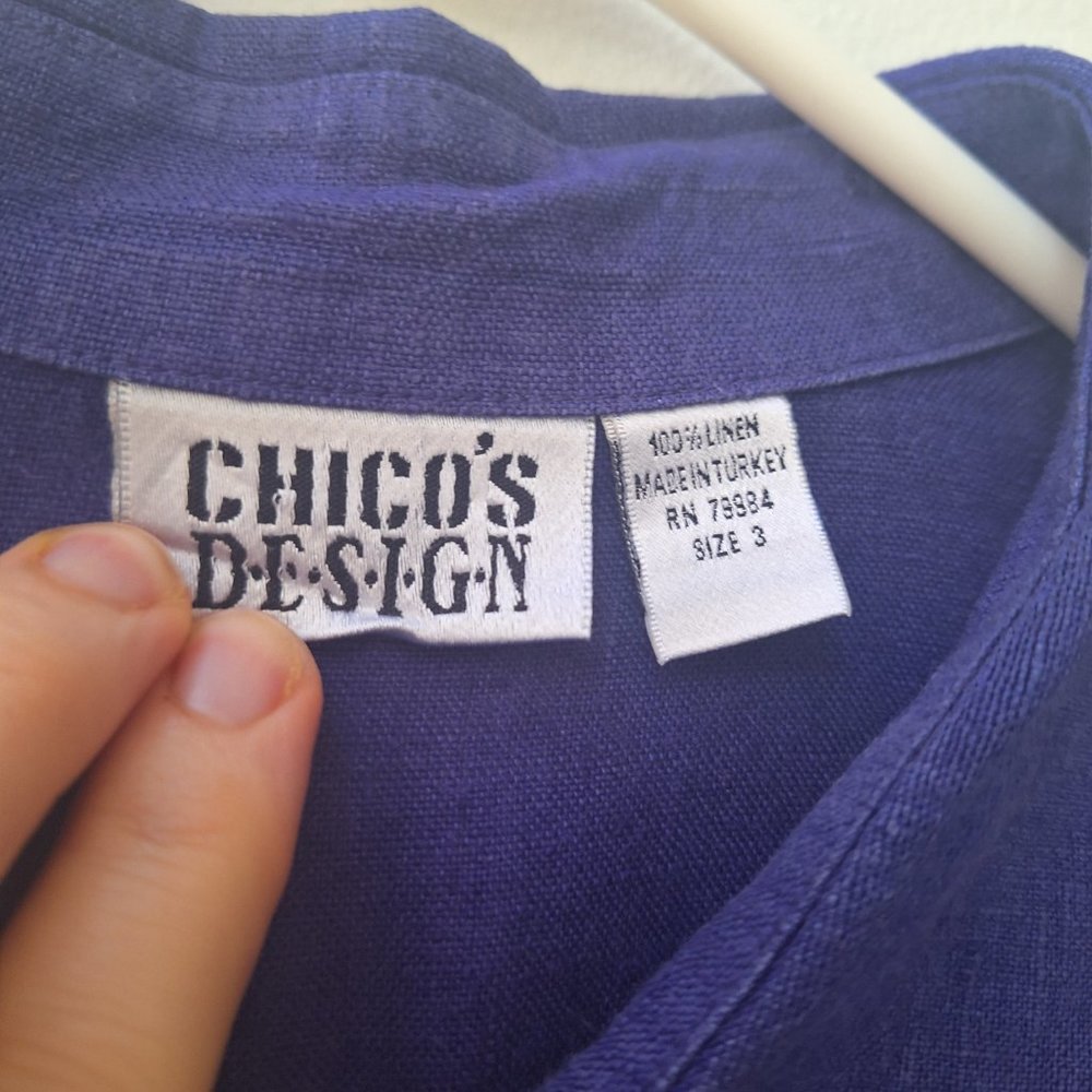 VTG CHICO'S DESIGN Purple Linen Shirt - Picture 2 of 5